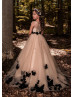 Champagne Tulle Black Butterflies Fairytale Flower Girl Dress